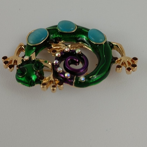 Gecko Lizard Brooch Pin Bow Tie Enamel Whimsical Fun Collectible - Picture 4 of 9